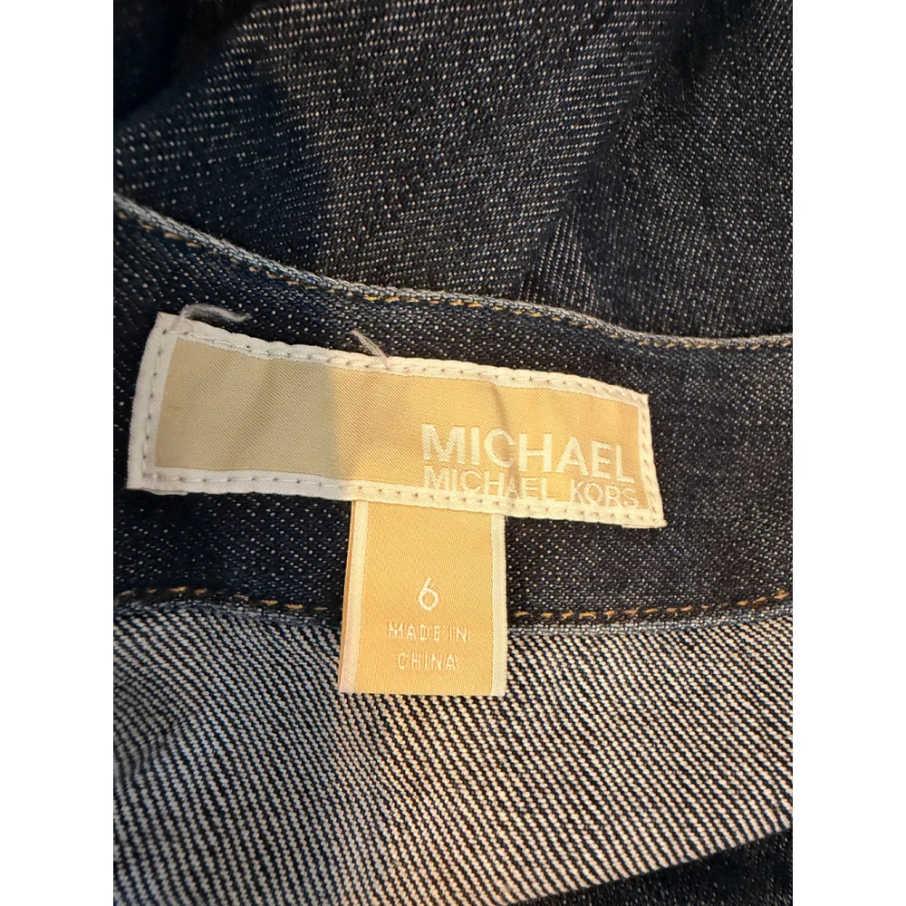 Women's Michael Kors Blue Denim Mini Skirt Gold Buttons 6 Y2K Retro Indie Sleaze